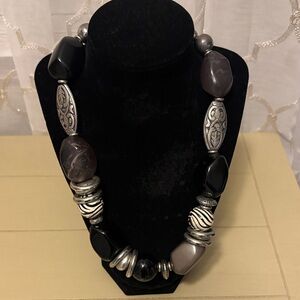 Elegant Black and Silver Beaded Necklace